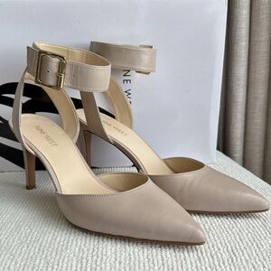 Nine West Callen Nude Leather Ankle-strap Heels